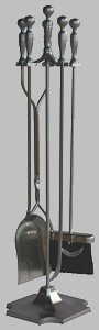 Dagan plated satin pewter 5 piece fireplace tool set number 7532